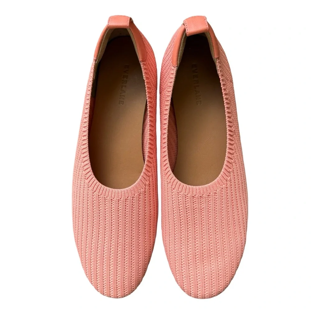 Everlane The Day Glove ReKnit Ballet Flats Pink Coral Knit Shoes Womens 9